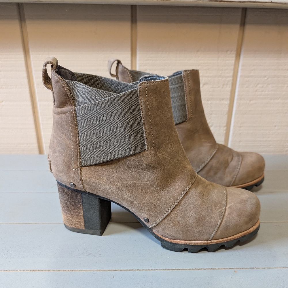 Sorel Addington Heeled Chelsea Boots Tan‎ Leather